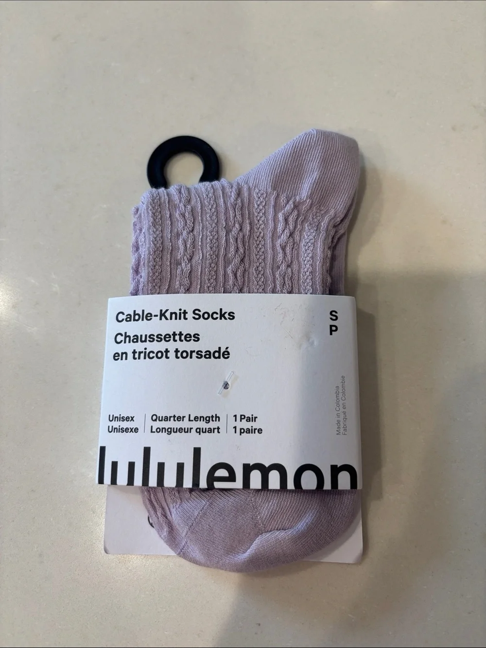 lululemon athletica Cable-Knit Quarter Length Socks in Lilac Small NWT